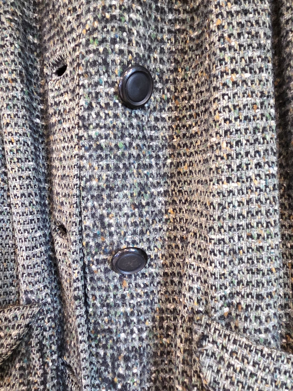 Olive Green Tweed Long Coat - Picture 2 of 10